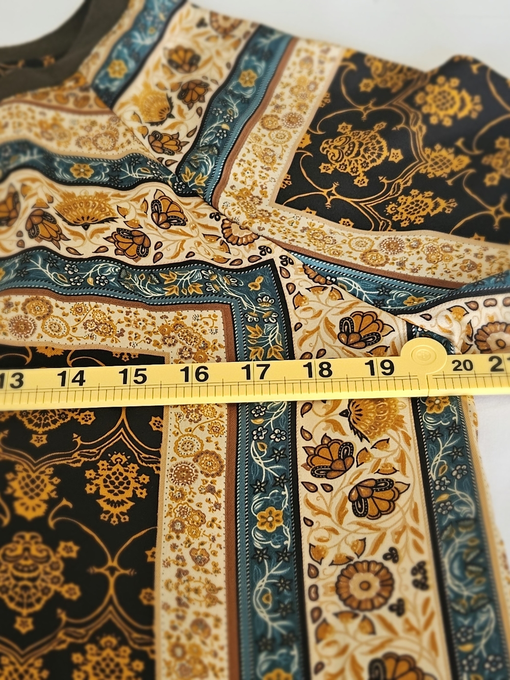 Kori America Scarf Print Boho Blouse Size M Medieval Baroque Long Sleeve Top - Picture 9 of 15